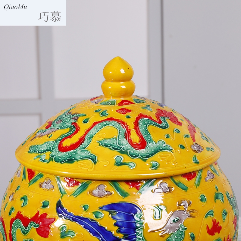 Qiao mu jingdezhen ceramics with cover household ricer box barrel brewing cylinder cylinder tank storage tank caddy fixings its