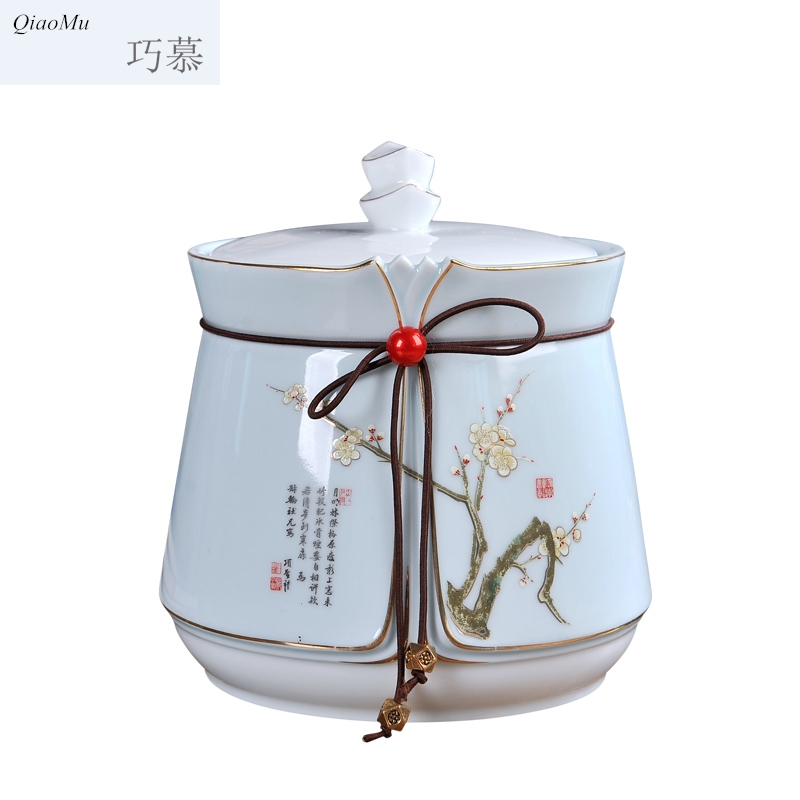 Qiao mu jingdezhen ceramic seal storage tank caddy fixings large yards ginseng pilose antler receive moistureproof insect - resistant large