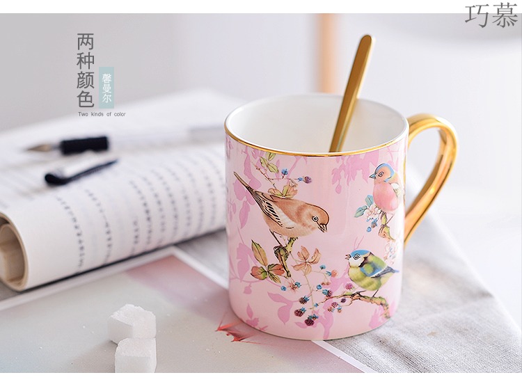 Qiao mu Nordic ceramic cup ins creative mark cup coffee keller with spoon ipads China small European - style key-2 luxury in the afternoon