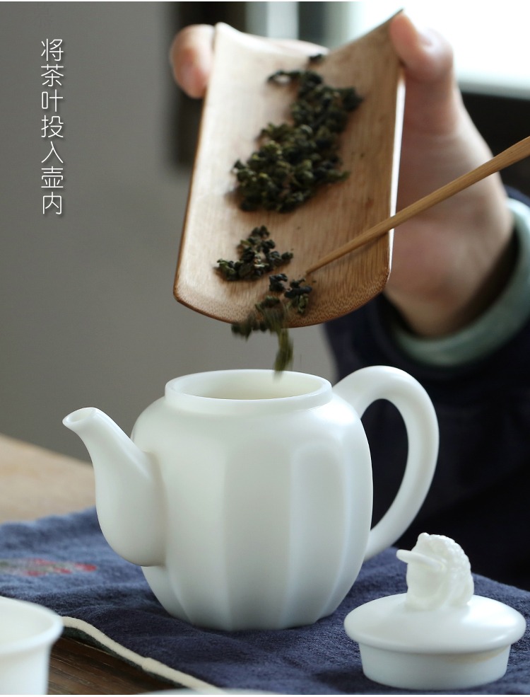 Qiao mu dehua ceramic tureen biscuit firing porcelain single hand pot home office suit creative tea filter mercifully