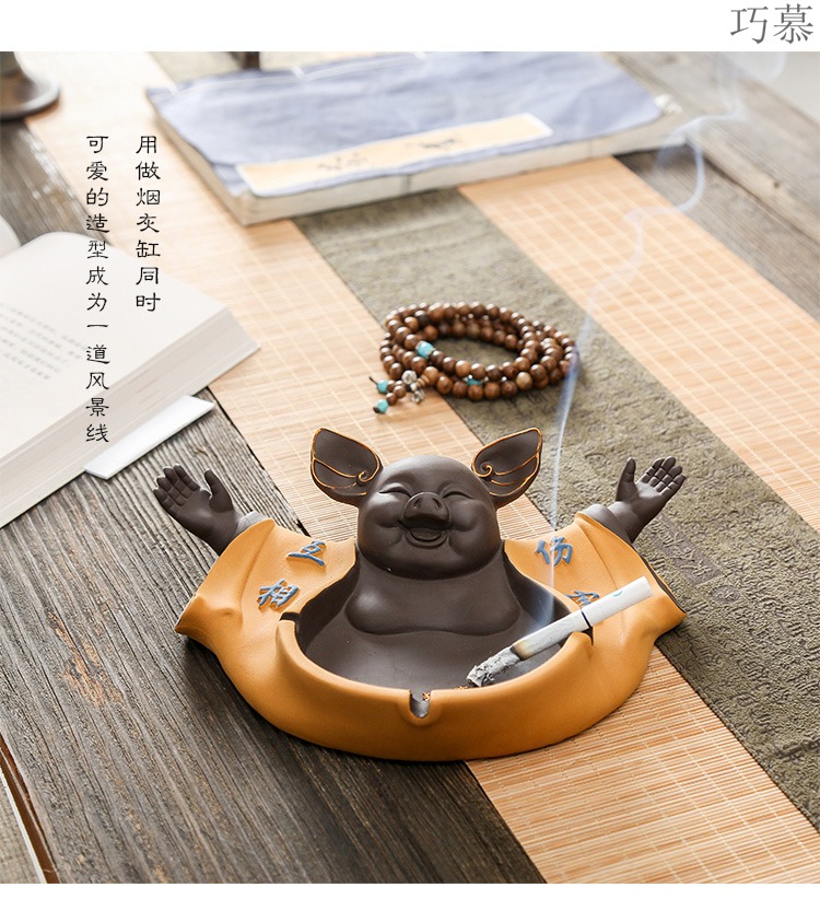 Qiao mu tea with parts thousand "chatoyancy sand ceramic ashtray home hotel office furnishing articles tea play a pet