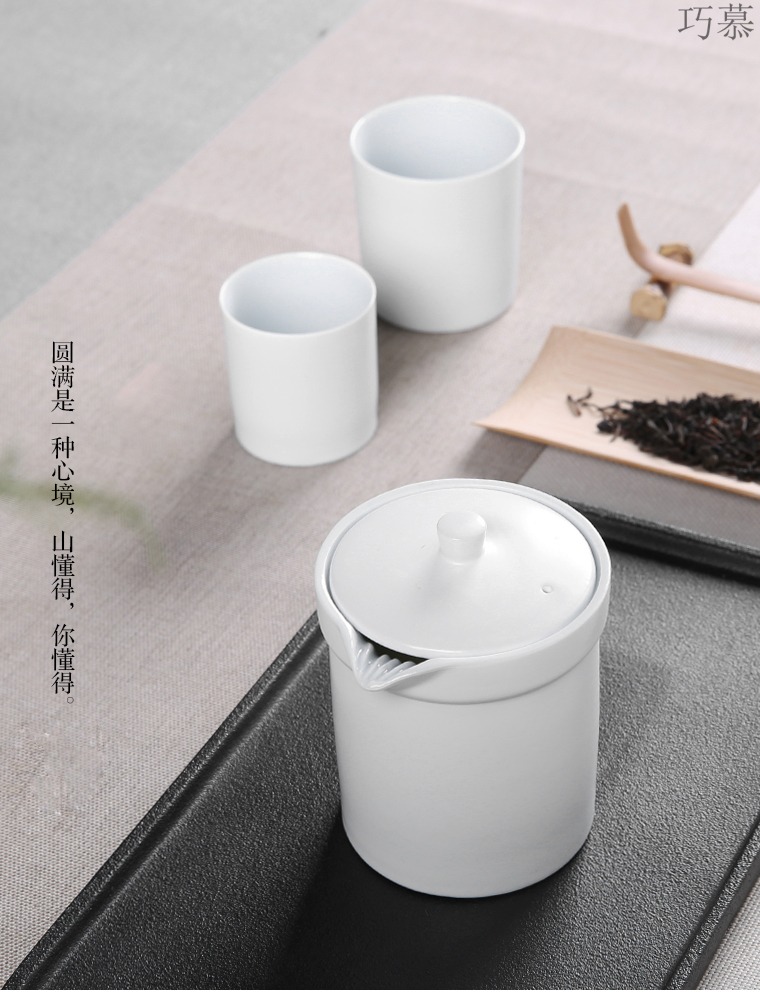 Qiao mu kung fu tea cups porcelain crack cup a pot of two cups of simple portable office home tea tea set