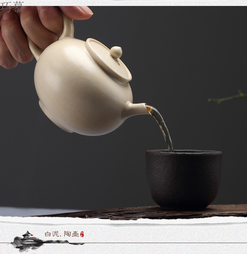 Qiao mu jingdezhen TaoMingTang ceramic POTS mini small white clay pot of narrow kung fu ceramic manually start the teapot