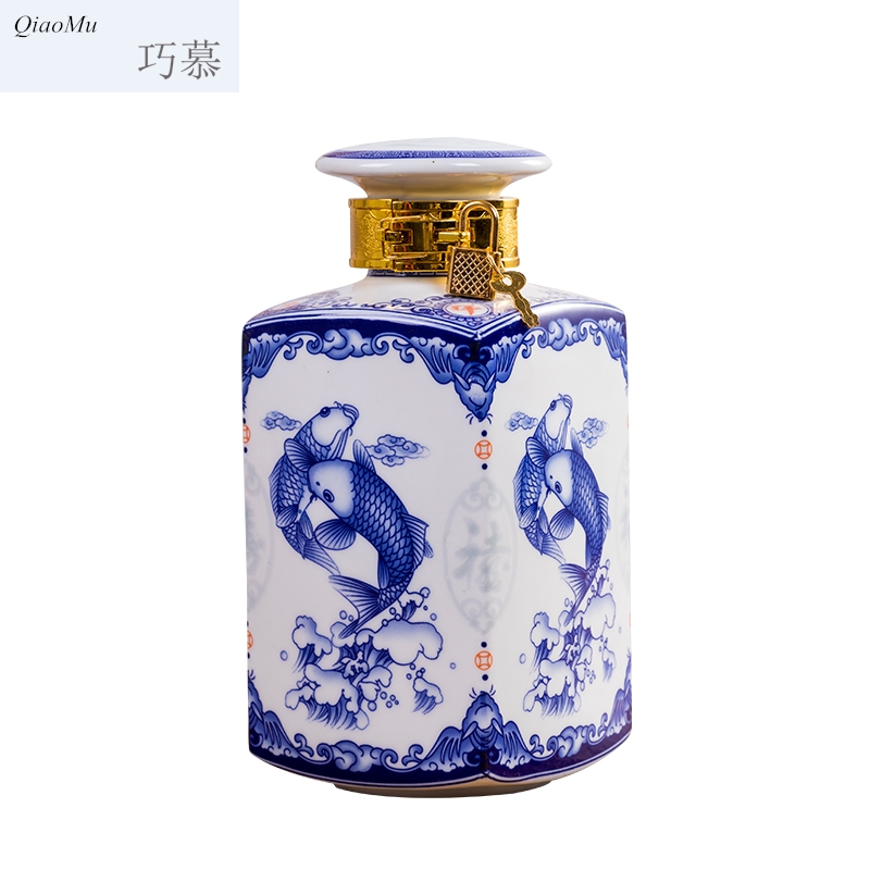 Qiao mu jingdezhen porcelain ceramic jars 2 jins of hip flask with a gift with homemade white wine wine bottle wine