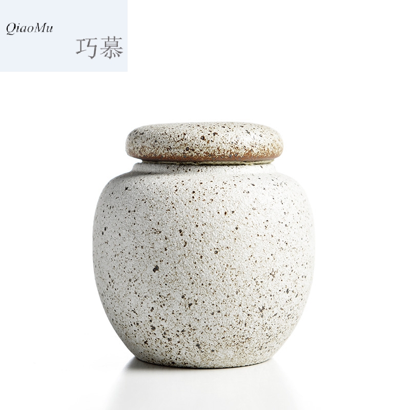 Qiao mu MG mini small seal pot Japanese coarse pottery up ceramic tea caddy fixings warehouse storage of black pottery