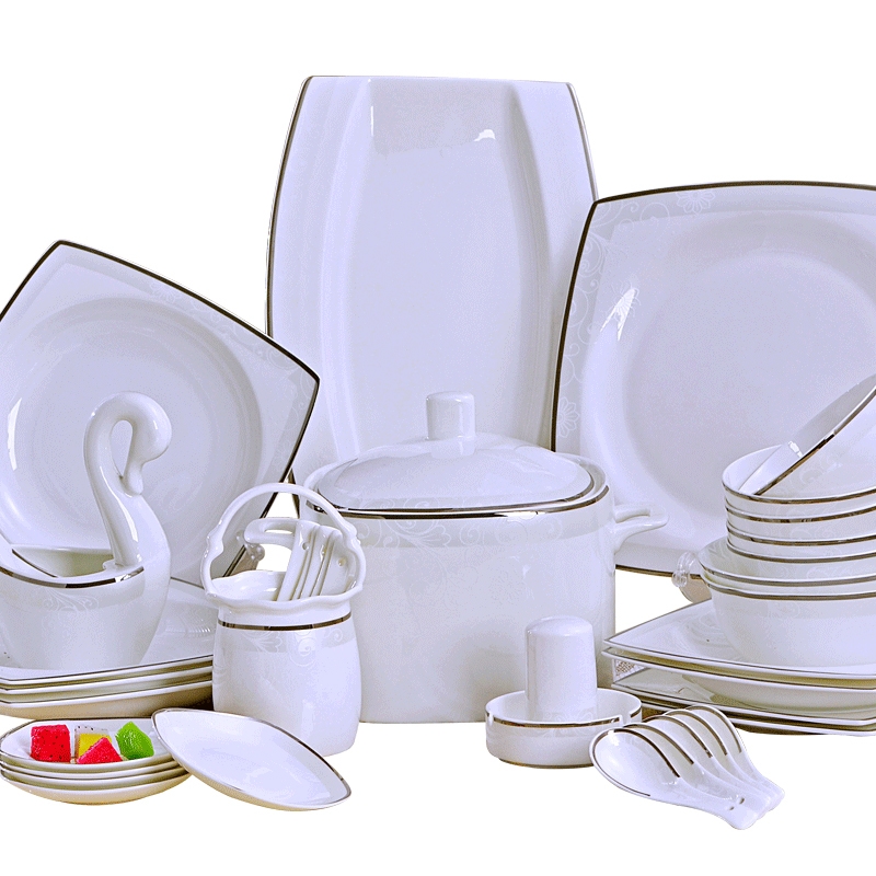 Chinese style household qiao mu dishes suit of jingdezhen ceramics dishes dishes European contracted creative ipads porcelain tableware