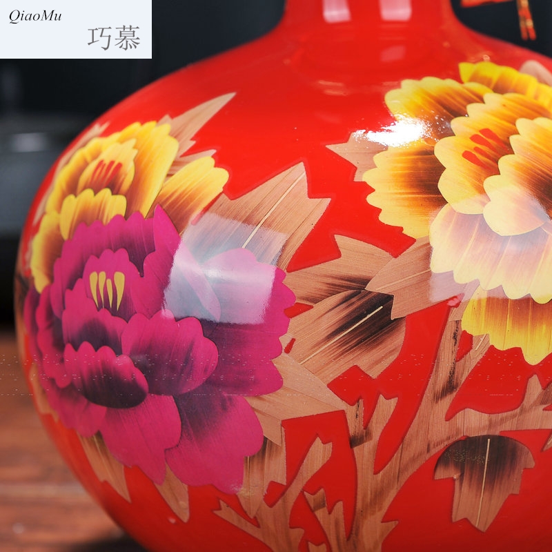 Qiao mu red 10 jins ceramic bottle container ten catties gifts home wine brewed liquor jugs hip jar