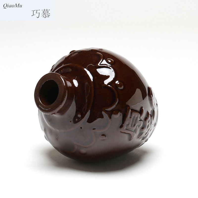 Qiao mu small ceramic bottle earthenware coarse pottery antique two 100 ml jar white wine wine wine wine wine bottle