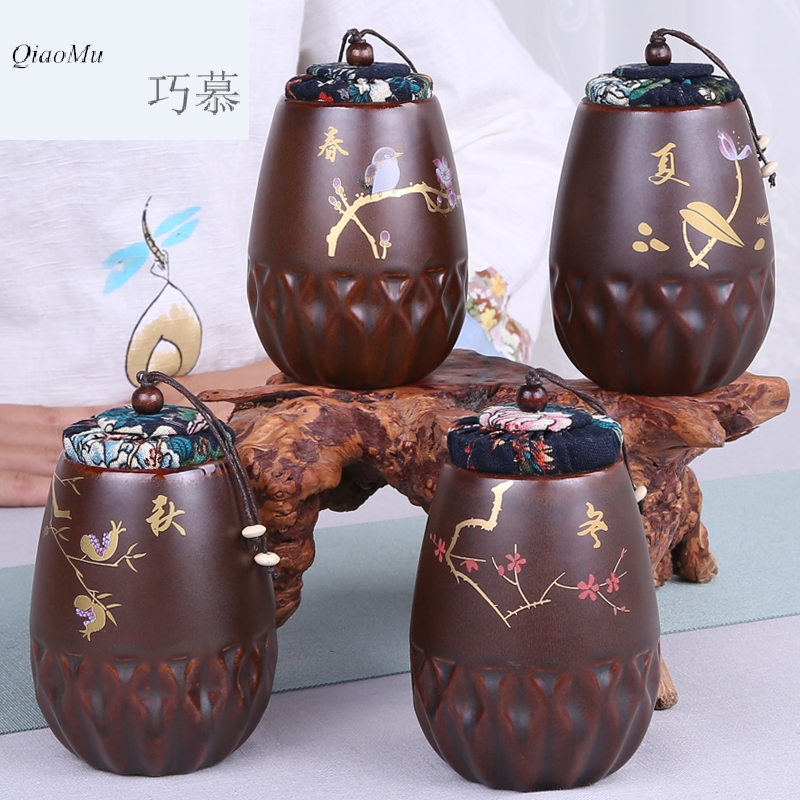 Qiao mu caddy fixings ceramic canister receives bulk pu 'er tea caddy fixings tea tea box sealed as cans