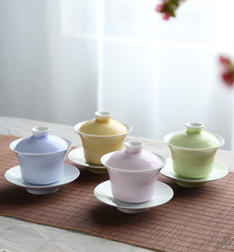 Qiao mu color glaze tureen jingdezhen ceramic cups kung fu tea set three to make tea cup large S11038