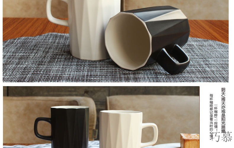 Qiao mu ins Nordic contracted ceramic mark cup, coffee cup with cover spoon couples home office men and to ultimately responds