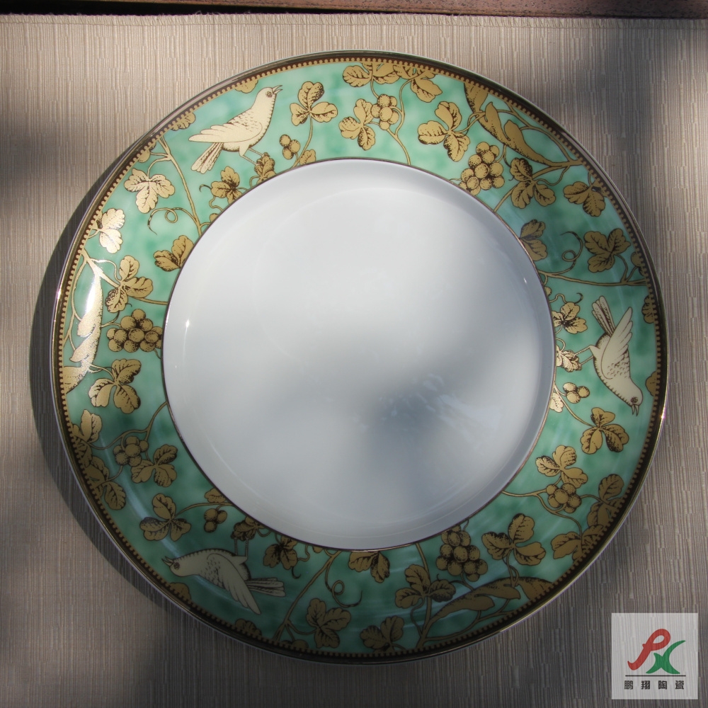 Qiao mu tangshan ipads China green language of England 11 "flat beefsteak ceramic tableware up phnom penh dish plate of the main plate