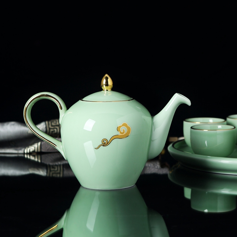 Qiao mu jingdezhen celadon kung fu tea set suit household contracted celadon tea GaiWanCha wash to ceramic tea cup