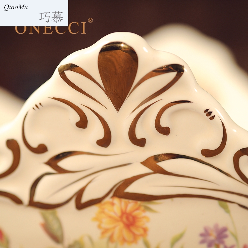 Qiao mu new ceramic fruit bowl European - style compote fashion creative palace restoring ancient ways of fruit bowl of dried fruit tray package mail