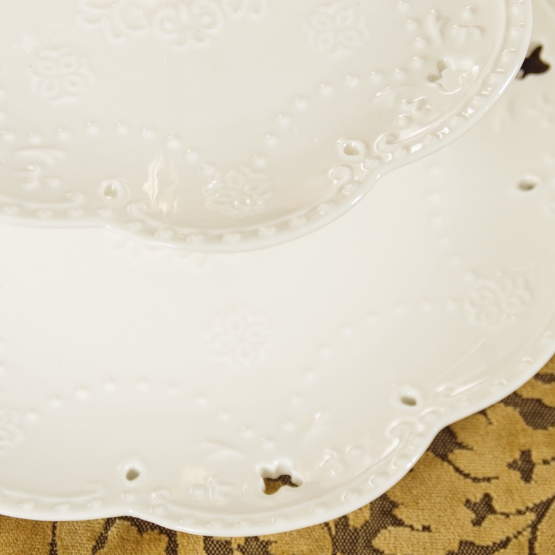 Qiao mu ou anaglyph lace ceramic two layer plate of creative fruit bowl dried fruit tray afternoon tea heart plate of dense eggs