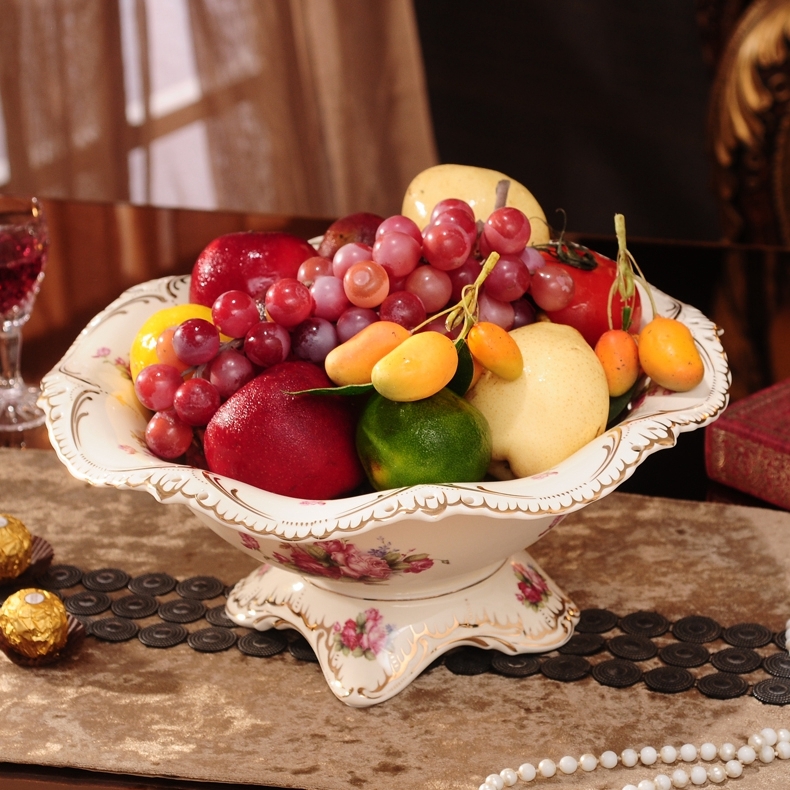 Qiao mu European ceramic bowl sitting room tea table fruit bowl furnishing articles household act the role ofing is tasted, creative and practical large dried fruit tray