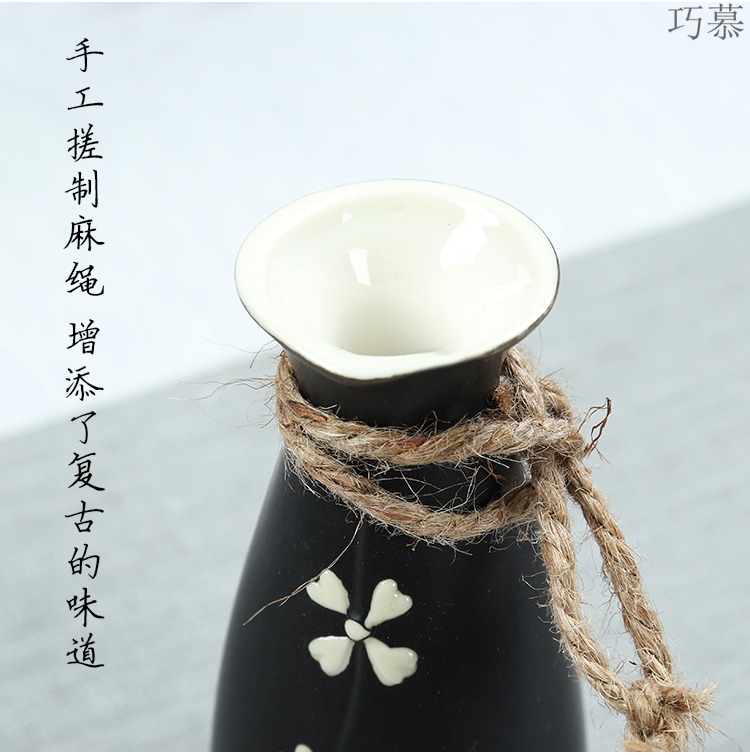 Qiao mu hand - made sakura, hip ceramic wine suits for Japanese wine and liquor pot temperature wine pot 3 two hip flask of Chinese style