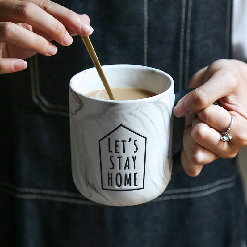 Qiao mu ceramic keller cup ins simple office new coffee marble large capacity of men and women