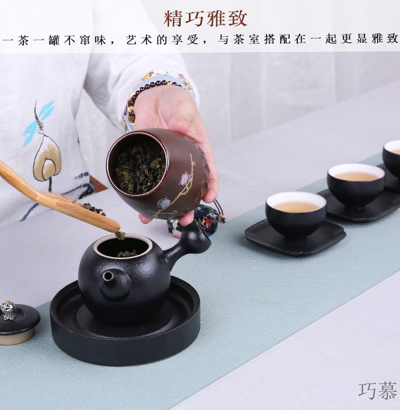 Qiao mu caddy fixings ceramic canister receives bulk pu 'er tea caddy fixings tea tea box sealed as cans