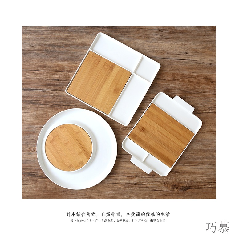 Qiao mu creative ceramic bamboo frame of bread plate breakfast dish children fruit bowl beef dish sushi plate of fruit tray