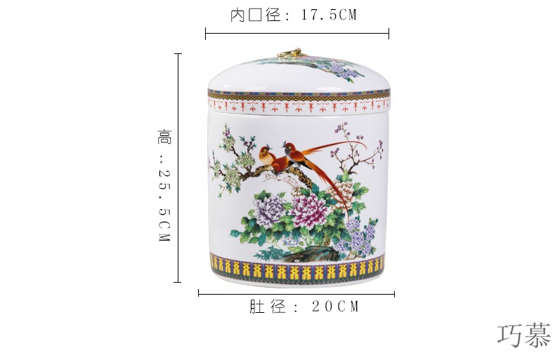 Qiao mu jingdezhen ceramic barrel ricer box with cover home 10 jins to seal storage tank cylinder storage bins moistureproof