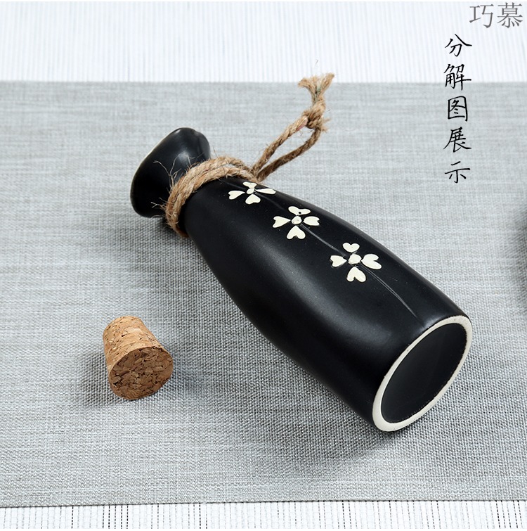 Qiao mu hand - made sakura, hip ceramic wine suits for Japanese wine and liquor pot temperature wine pot 3 two hip flask of Chinese style