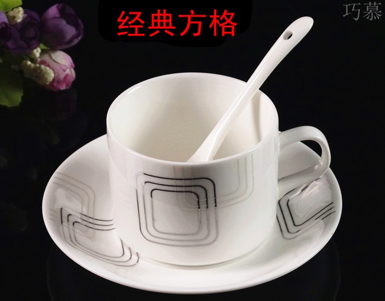 Qiao mu European ceramic coffee cup sets of high - grade up phnom penh creative four - piece spoon with ipads China coffee cups and saucers