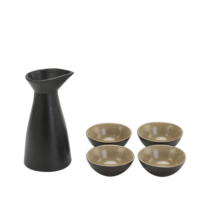 Qiao mu Japanese points clear wine wine liquor of black ceramic household suit a small handleless wine cup hip flask glass he its drank half a catty
