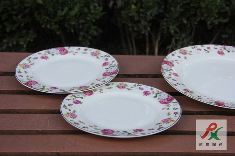 Qiao mu tangshan ipads porcelain two 8 inch - tonne 10 inch flat beefsteak main plate cold dessert plate of up phnom penh
