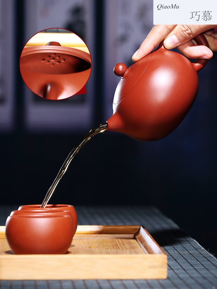 Qiao mu, yixing it xi shi pot of kung fu tea ball hole ore dahongpao all hand card the teapot lid design