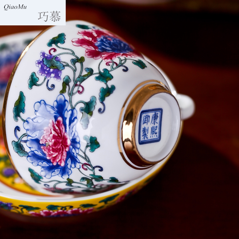 Qiao mu powder enamel paint cup tea sample tea cup jingdezhen ceramic checking porcelain British red European coffee cups