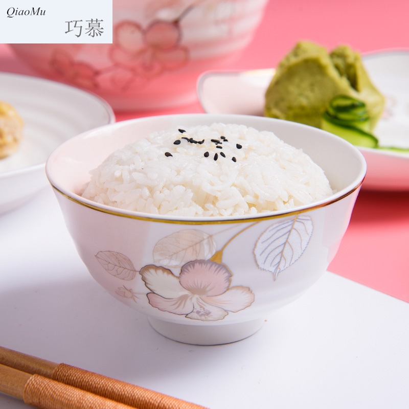 Qiao mu Japanese household ceramic bowl dishes suit creative contracted combination plate eat bowl soup bowl