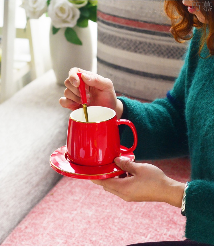 Qiao mu European ceramic coffee cup set ideas with supporting office with a spoon, keller household glass cup