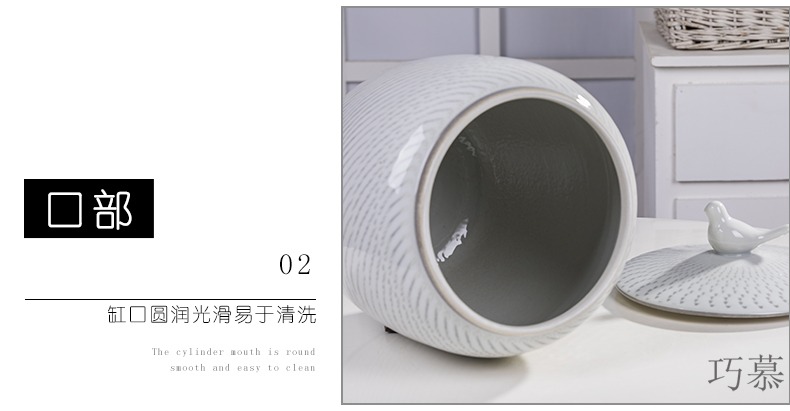 Qiao mu jingdezhen ceramic barrel storage bins in the small large household moistureproof insect - resistant ricer box with cover seal storage