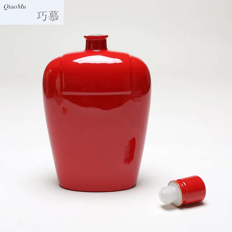 Qiao mu ceramic yixing hanging glaze purple sand pottery and porcelain bottle 2 jins, 1000 ml of household hip mercifully wine jars jugs