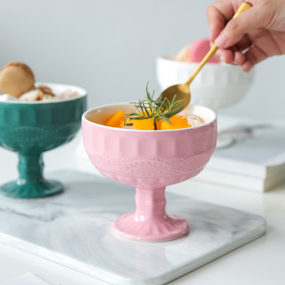 Qiao mu CDW ins summer ice cream dessert, ice cream cups fruit bowl of ice cream cup ceramics high bowl of W - 8