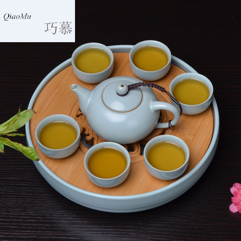 Qiao longed for up travel tea set portable package a pot of six cups of ceramic tea tray was your porcelain teapot is suing travel kit