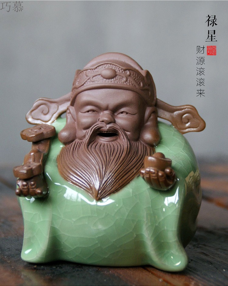 Qiao mu purple tea tea pet pet elder brother up with violet arenaceous mud tea pet tea accessories exquisite furnishing articles fu lu shou samsung by hand