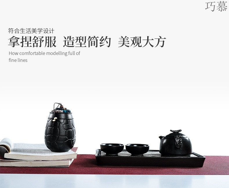 Qiao mu household kung fu tea accessories coarse pottery POTS of small ceramic portable black pottery tea pot