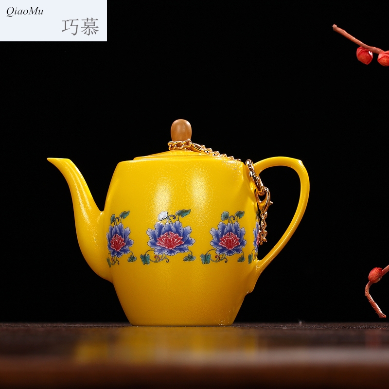 Qiao mu jingdezhen archaize ceramic tea set manually pick flowers gift cups pastel way hand - made kung fu tea products