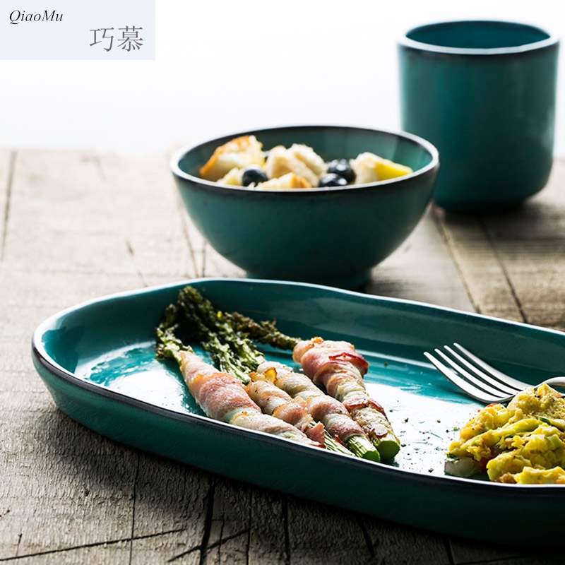 Qiao mu ou coarse TaoPan salad fruit bowl family dish fish dish paella shallow small bowl of rice bowls straight cup