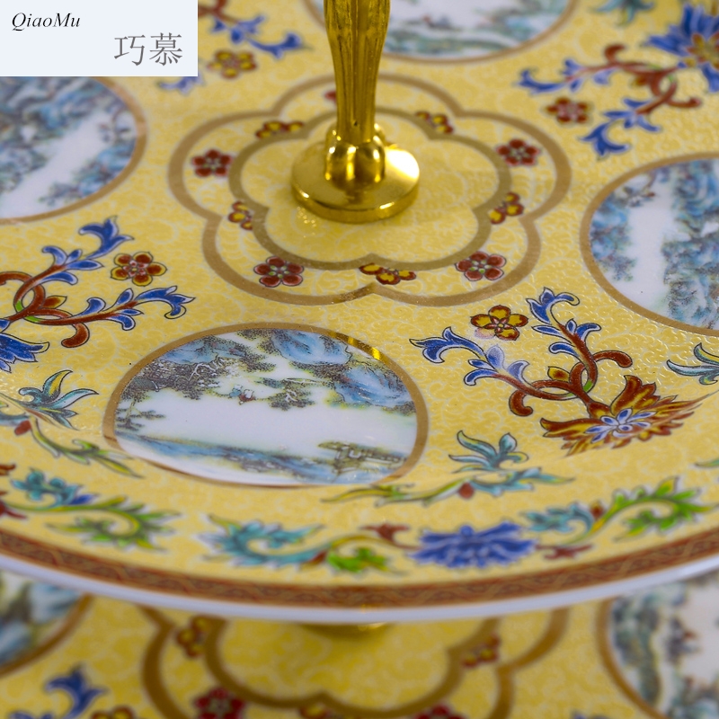 Qiao mu ceramic fruit fruit basket tray was Chinese double candy cake dried fruit dessert plates