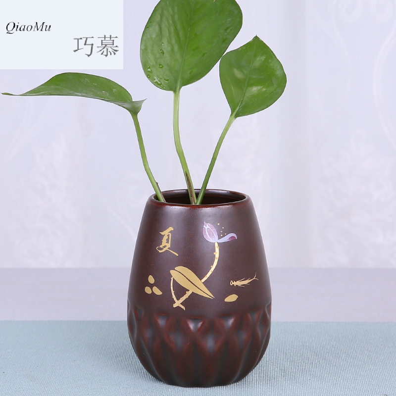 Qiao mu caddy fixings ceramic canister receives bulk pu 'er tea caddy fixings tea tea box sealed as cans