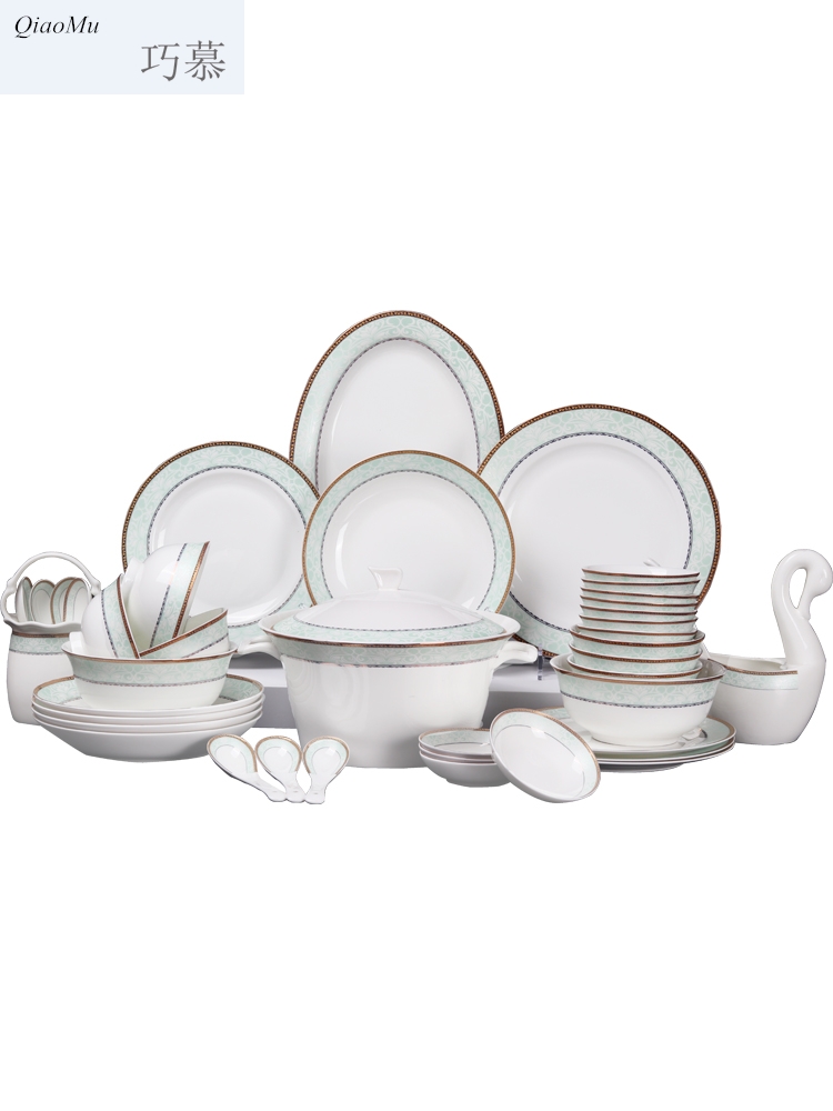 Qiam qiao mu ipads porcelain tableware dishes suit home dishes combine European in jingdezhen ceramic bowl chopsticks contracted