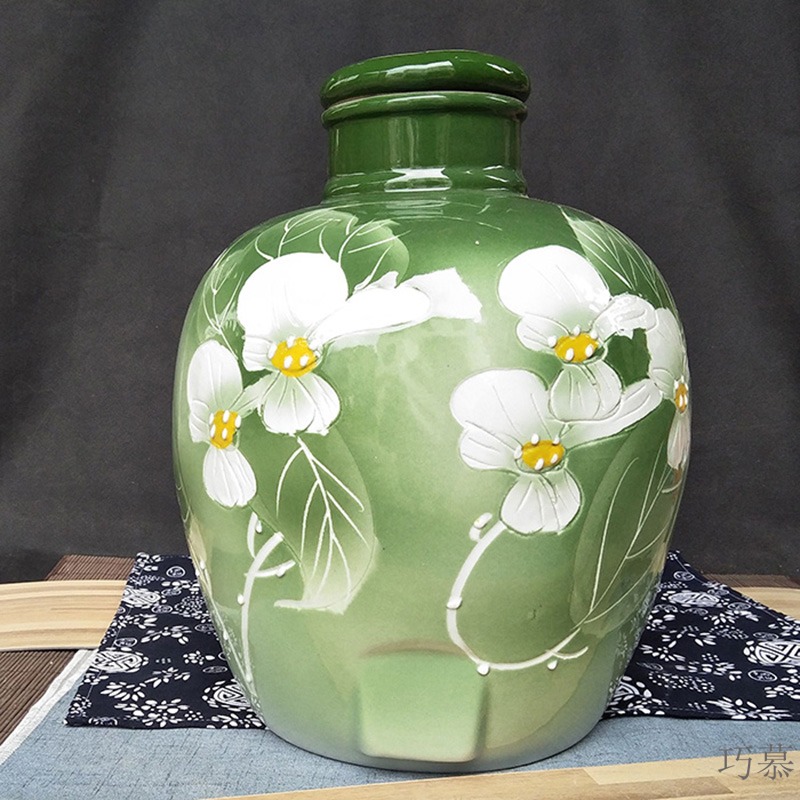 Qiao mu jingdezhen ceramic jar 20 jins 30 jins 10 jins of 50 kg big seal mercifully bottle wine empty it