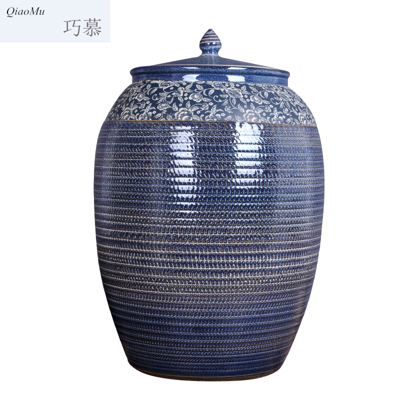 Qiao mu jingdezhen ceramic barrel ricer box bucket storage jar airtight jar of oil cylinder pickles pickled meat cylinder tank water altar