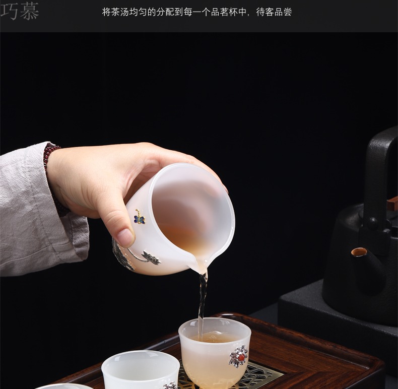 Qiao mu jingdezhen ceramic kung fu tea accessories fair silver coloured glaze jade white porcelain cup device and a cup of tea