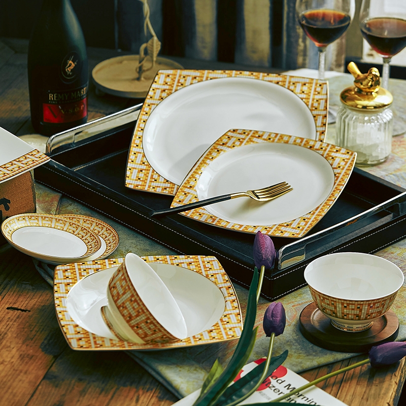 Qiao mu cutlery set dishes with jingdezhen ceramic ipads porcelain bowl chopsticks bowl dish dishes home European up phnom penh