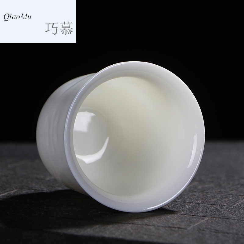 Qiao mu TN jade porcelain dehua suet white porcelain kung fu tea set personal sample tea cup master cup small single ceramic cup