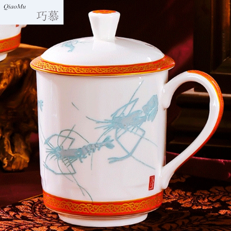 Qiao mu jingdezhen gifts large office with cover ceramic cups cup for cup with a gift box packaging
